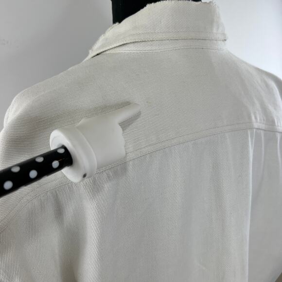 Vintage Men's White Denim Long Sleeve Button Cuff Button Down Shirt VTG - Picture 14 of 14